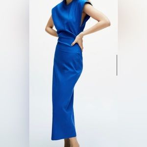 Royal Blue Linen Blend Dress Limited Edition - Size M